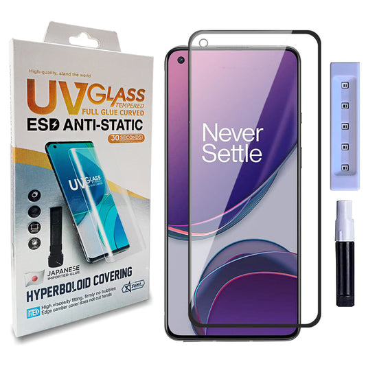 HD+ UV Tempered Glass Screen Protector For Oneplus 8 Pro (6.78 Inch, Pack of 1) Full Adhesive UV Curved Screen Guard, Case Friendly with installation kit &amp; Guide
