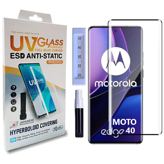 Military-Grade UV Tempered Glass Screen Protector for Motorola Edge 40 Neo 5G and Moto Edge 40 5G with Edge-To-Edge Protector Coverage, Cable Protector and Easy Installation kit (6.7 Inches)