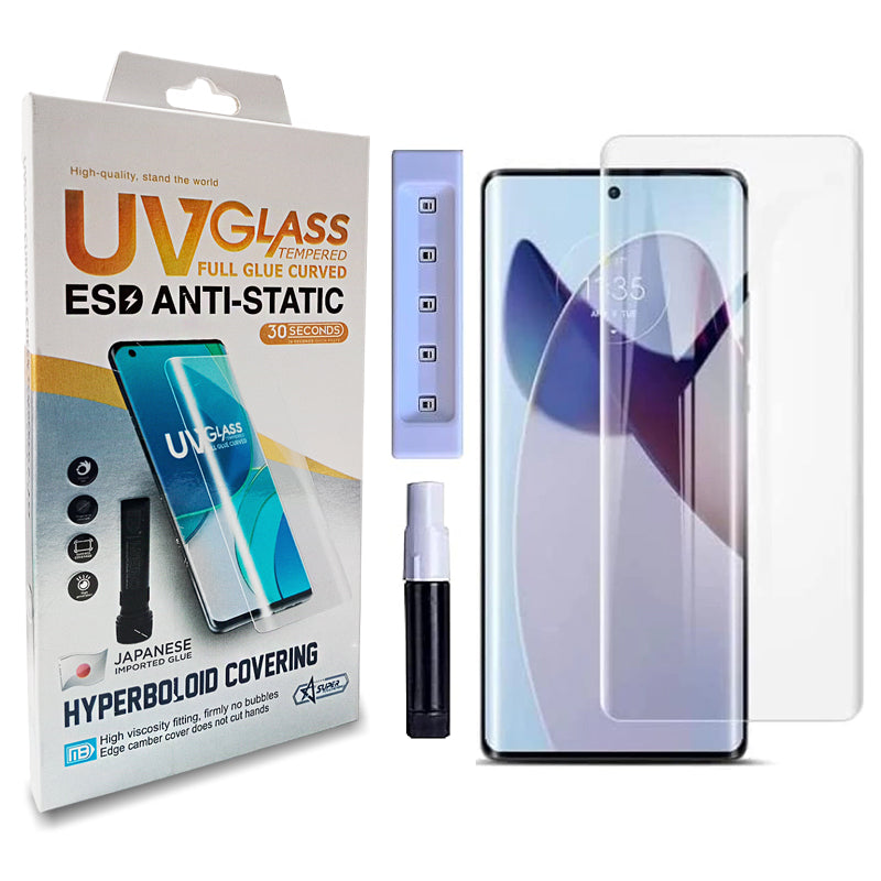 HD+ UV Tempered Glass Screen Protector for Moto Edge 50 Fusion / G85 / G96 | Full Glue Edge to Edge Curved Mobile Phone Guard with UV Light | Anti-Scratch Shatterproof HD Clear Case Friendly Protective Cover with Easy Installation Kit