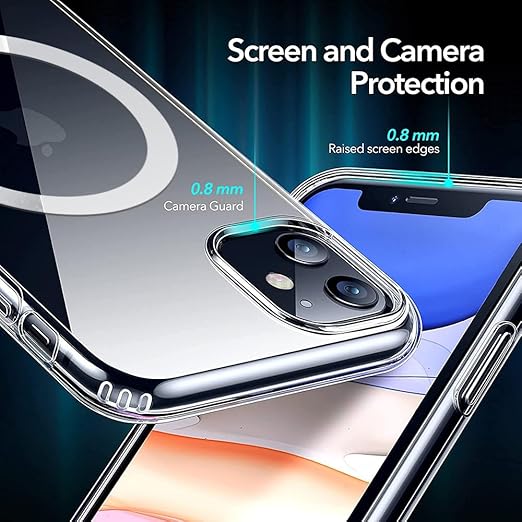 Ultra-Hybrid Crystal Clear Back Case for iPhone 11 | Shockproof Transparent Cover | Hard PC Back & Soft TPU Bumper | MagSafe Compatible