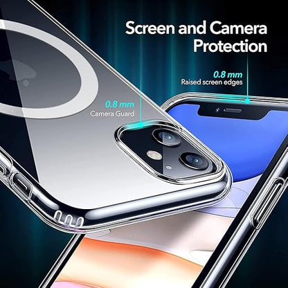 Ultra-Hybrid Crystal Clear Back Case for iPhone 11 | Shockproof Transparent Cover | Hard PC Back & Soft TPU Bumper | MagSafe Compatible