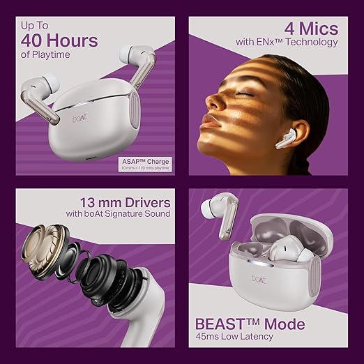 boAt 2025 Launch Airdopes 219, 4Mics ENx, 40H Battery