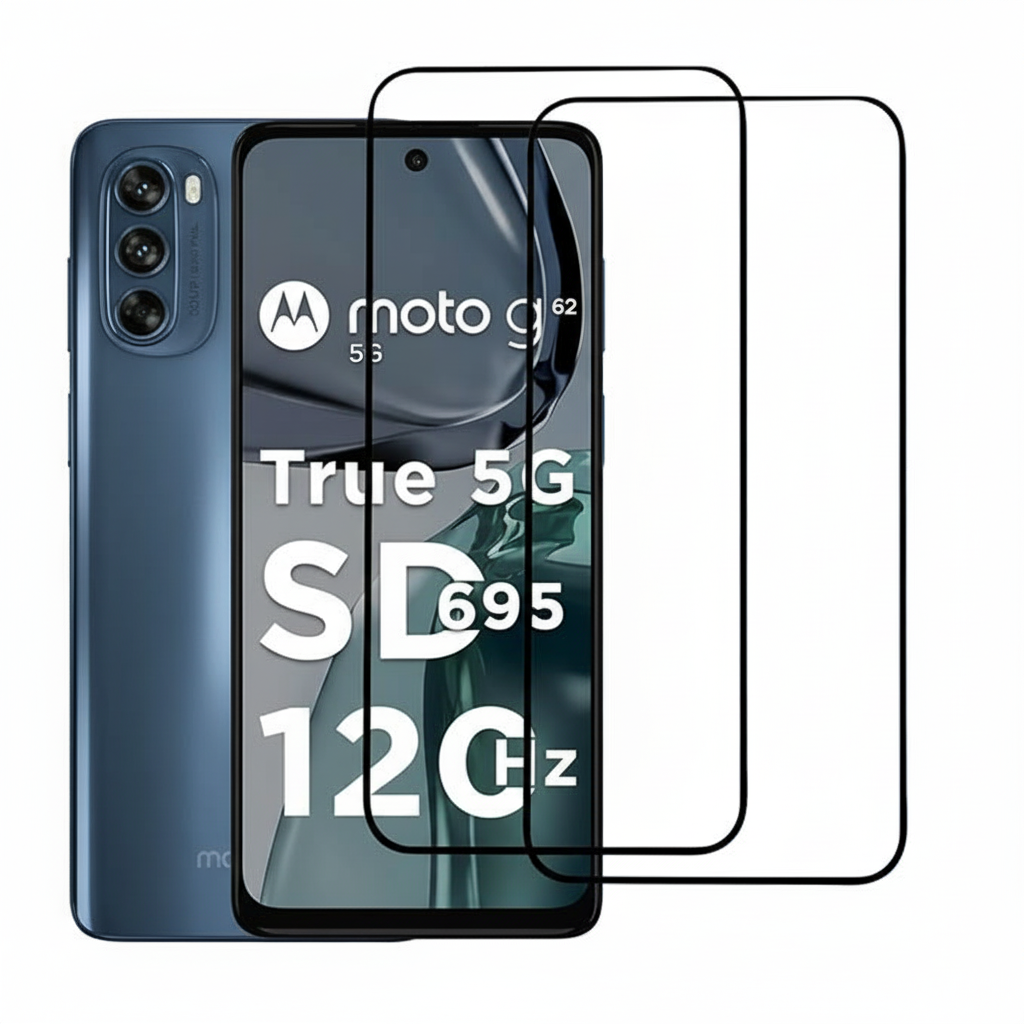 Premium Tempered Glass Compatible For Motorola G62 / Moto G32 / G73 / G53 / G31 / G41 / G71 5G / G42 / G14 (Black) Edge-to-Edge Coverage (Pack of 2)