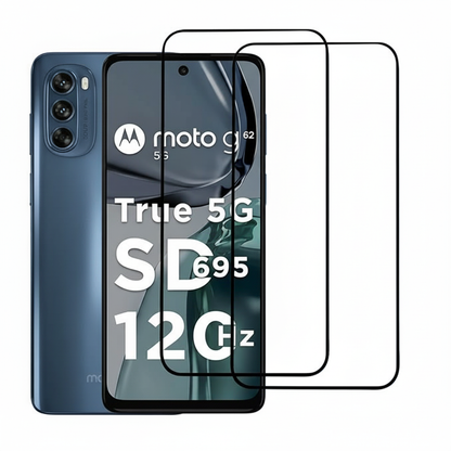 Premium Tempered Glass Compatible For Motorola G62 / Moto G32 / G73 / G53 / G31 / G41 / G71 5G / G42 / G14 (Black) Edge-to-Edge Coverage (Pack of 2)