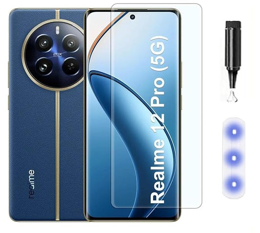 Adavnced Glue UV Curved Tempered Glass for Realme 12 Pro, Realme 12 pro Plus | With HD clearity full curved edge protection and Installation Kit