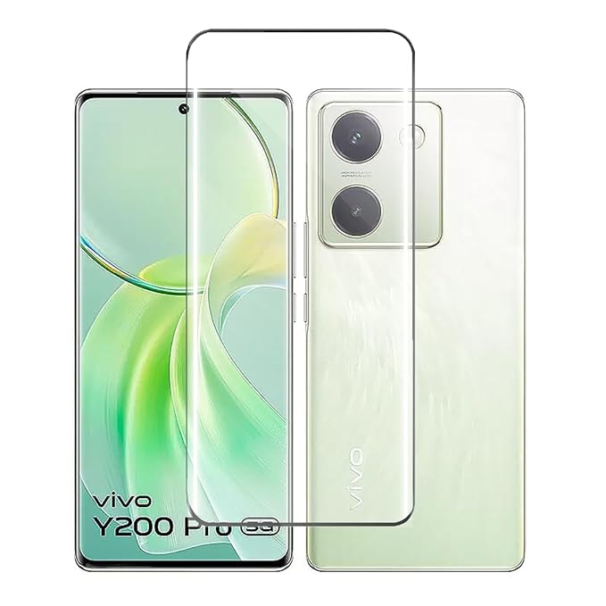 Vivo Y200 Pro 5G Tempered Glass | 9H Full Glue Full HD, Shatterproof, Anti Scratch Screen Guard for Vivo Y200 Pro 5G