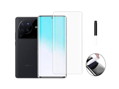 Tempered Glass Screen Protector For Vivo X80 /X80 Pro (6.78 inch 5G | UV Tempered Glass -9H Hardness/HD/Fingerprint Working and Easy Installation Kit.