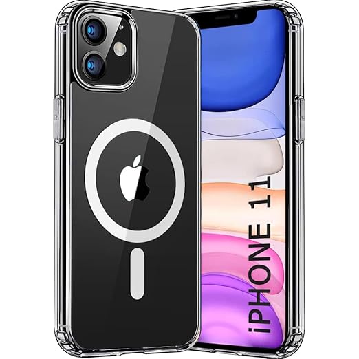 Ultra-Hybrid Crystal Clear Back Case for iPhone 11 | Shockproof Transparent Cover | Hard PC Back & Soft TPU Bumper | MagSafe Compatible