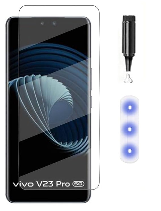 HD+ UV Tempered Glass Screen Protector for Vivo V23 Pro 5G | Full Adhesive Curved Display Guard | Case-Friendly | Includes Easy Installation Kit